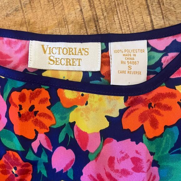 Vintage Victorias Secret Floral Nightgown S Satin Gold Label Sleep Shirt Pajamas - Picture 7 of 10